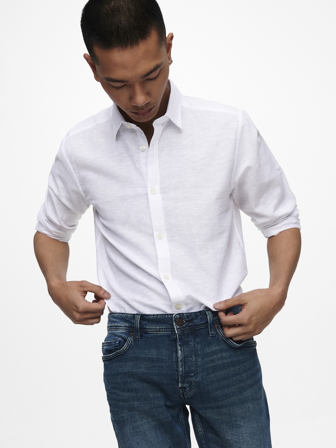 ONSCAIDEN LS SOLID LINEN SHIRT