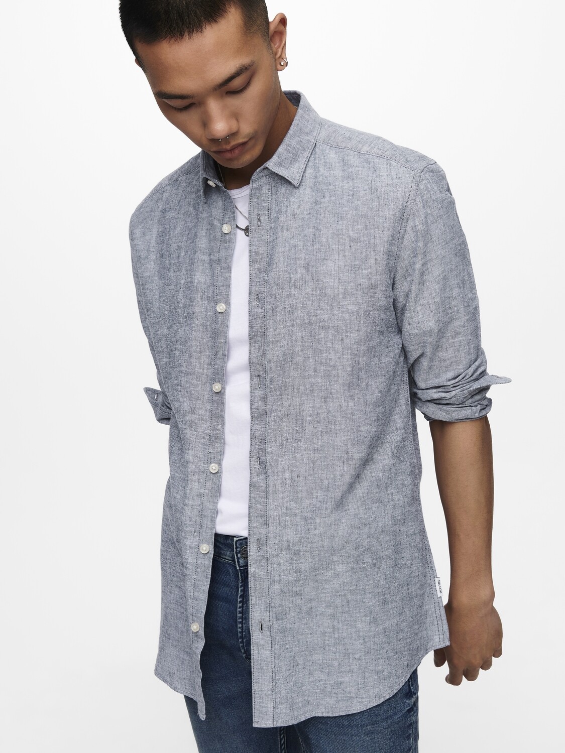 ONSCAIDEN LS SOLID LINEN SHIRT