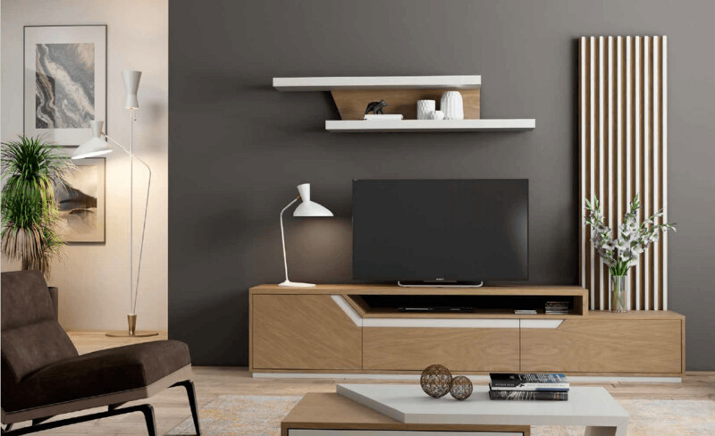 ESTANTE TV GOLD COM PAINEL RIPADO