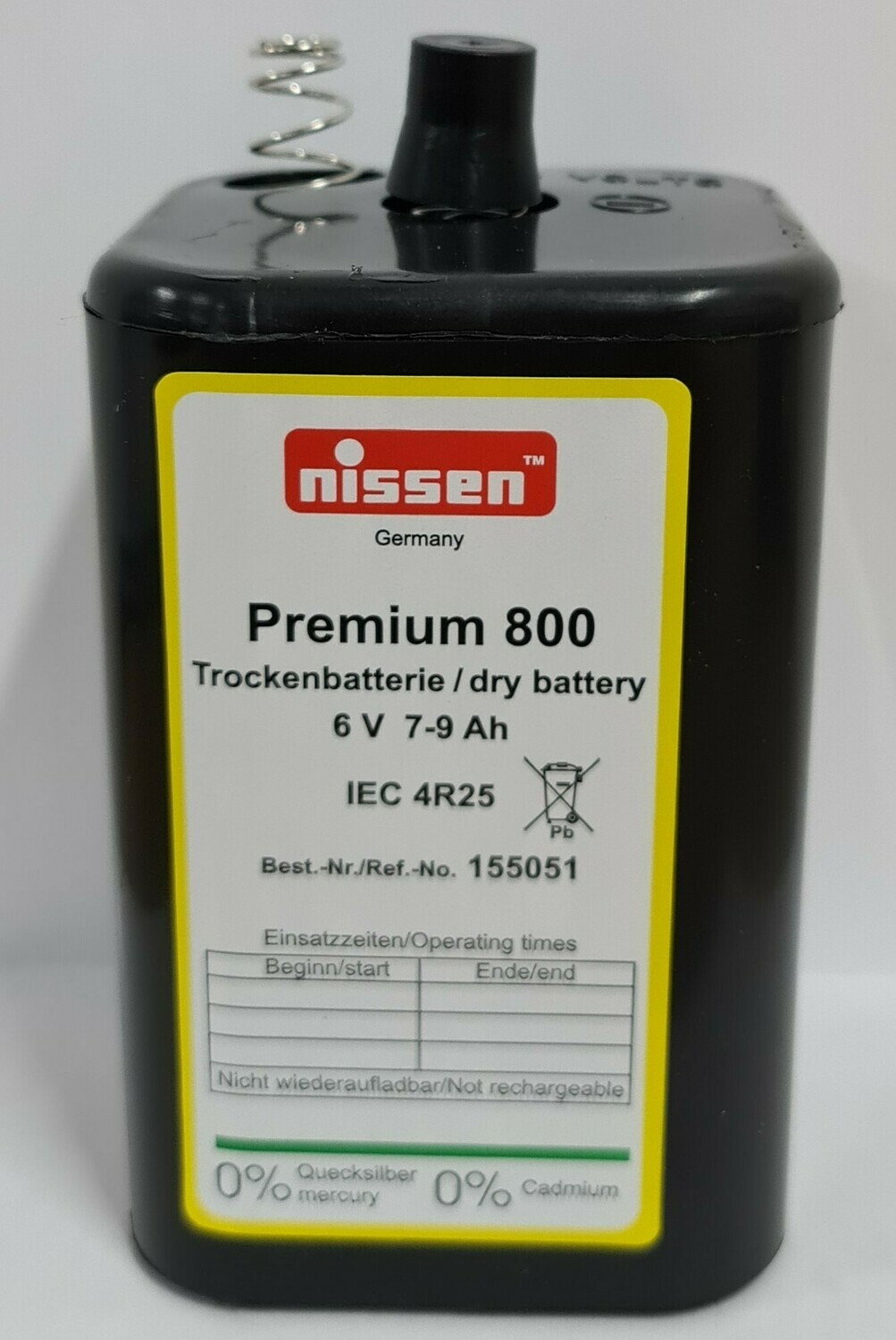 Nissen Blockbatterie 6V  7-9 Ah Premium 800