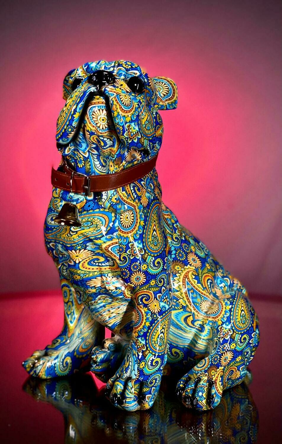BULLDOG SITTING BLUE COLOR