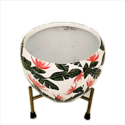 Metal Flower Round Pot with Stand