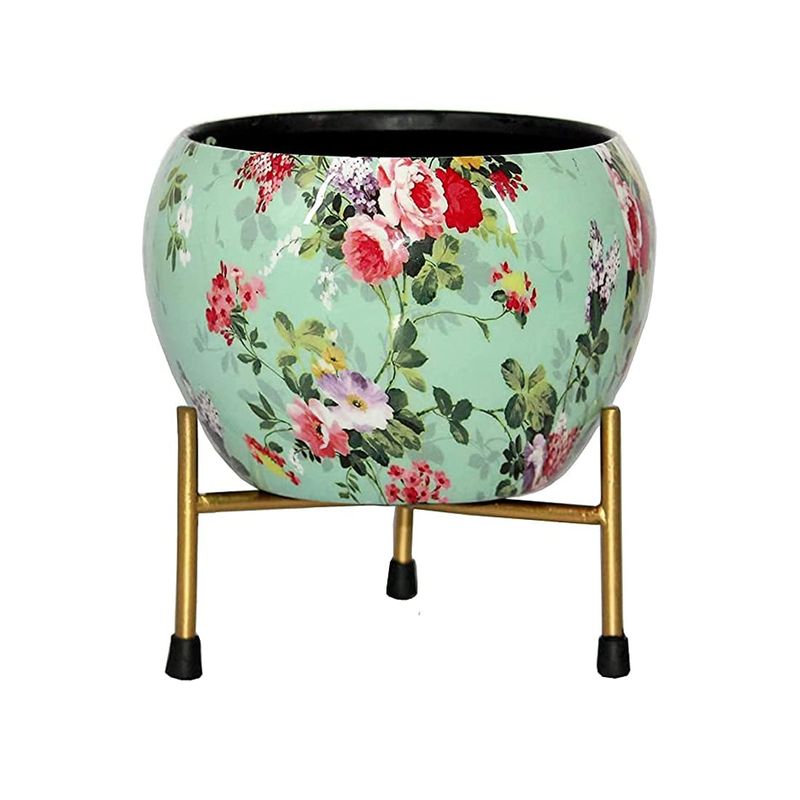 Metal Round Pot with Stand- Any Color