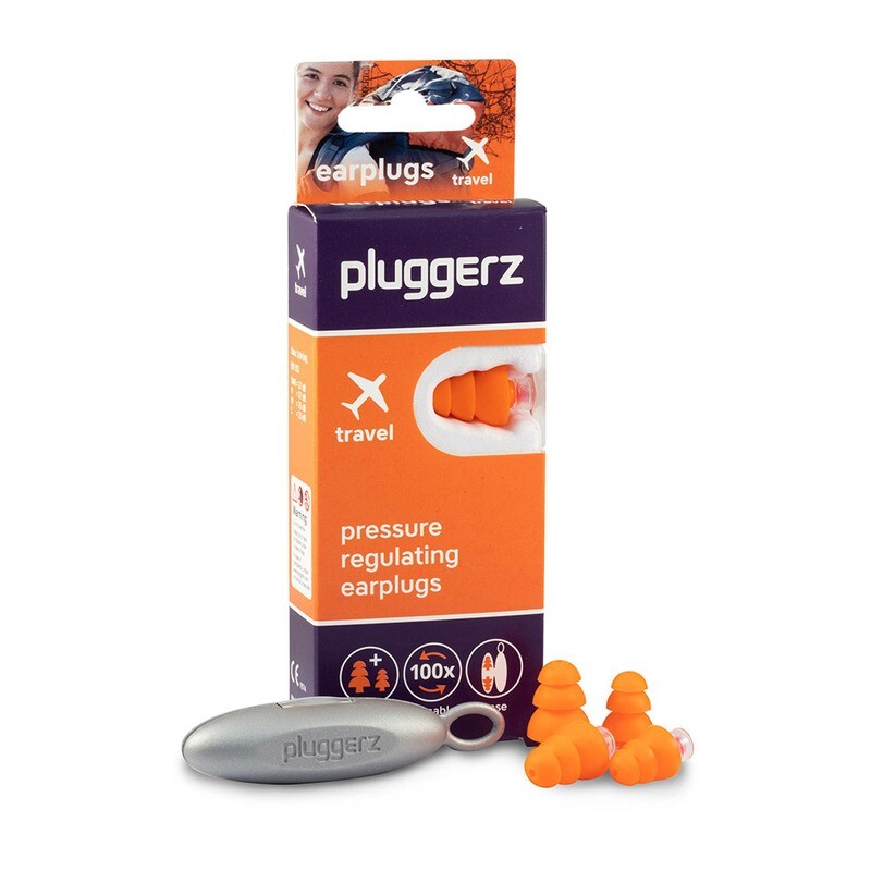 Bouchons d'oreilles - Voyage - Pluggerz Bouchons d'oreilles - Voyage Pluggerz - boite et accessoires