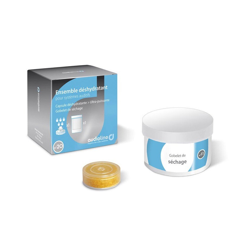 Kit déshydratant pour appareils auditifs Kit déshydratant pour appareils auditifs - gobelet + capsule