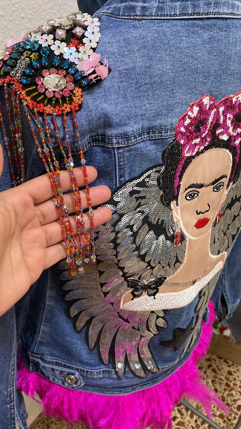 Chaqueta de jeans Frida/alas/hombreras