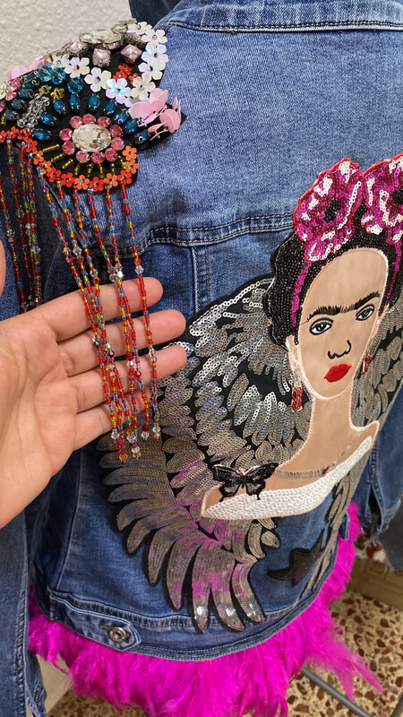 Chaqueta de jeans Frida/alas/hombreras