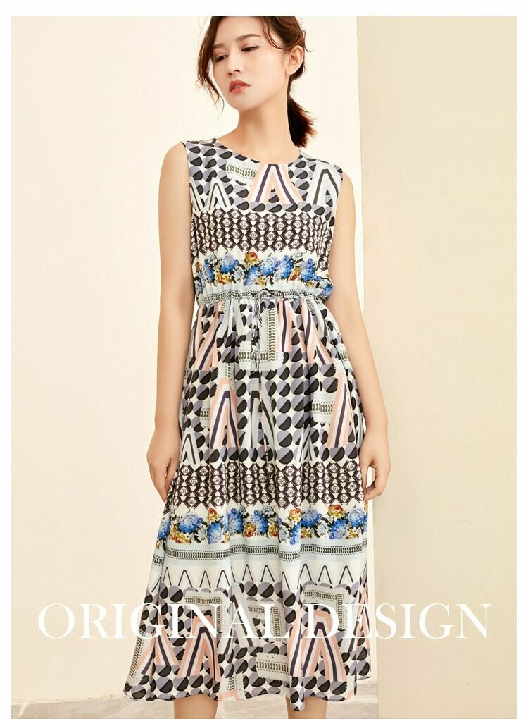 Mulberry Silk One Piece Sleeveless Long Dress