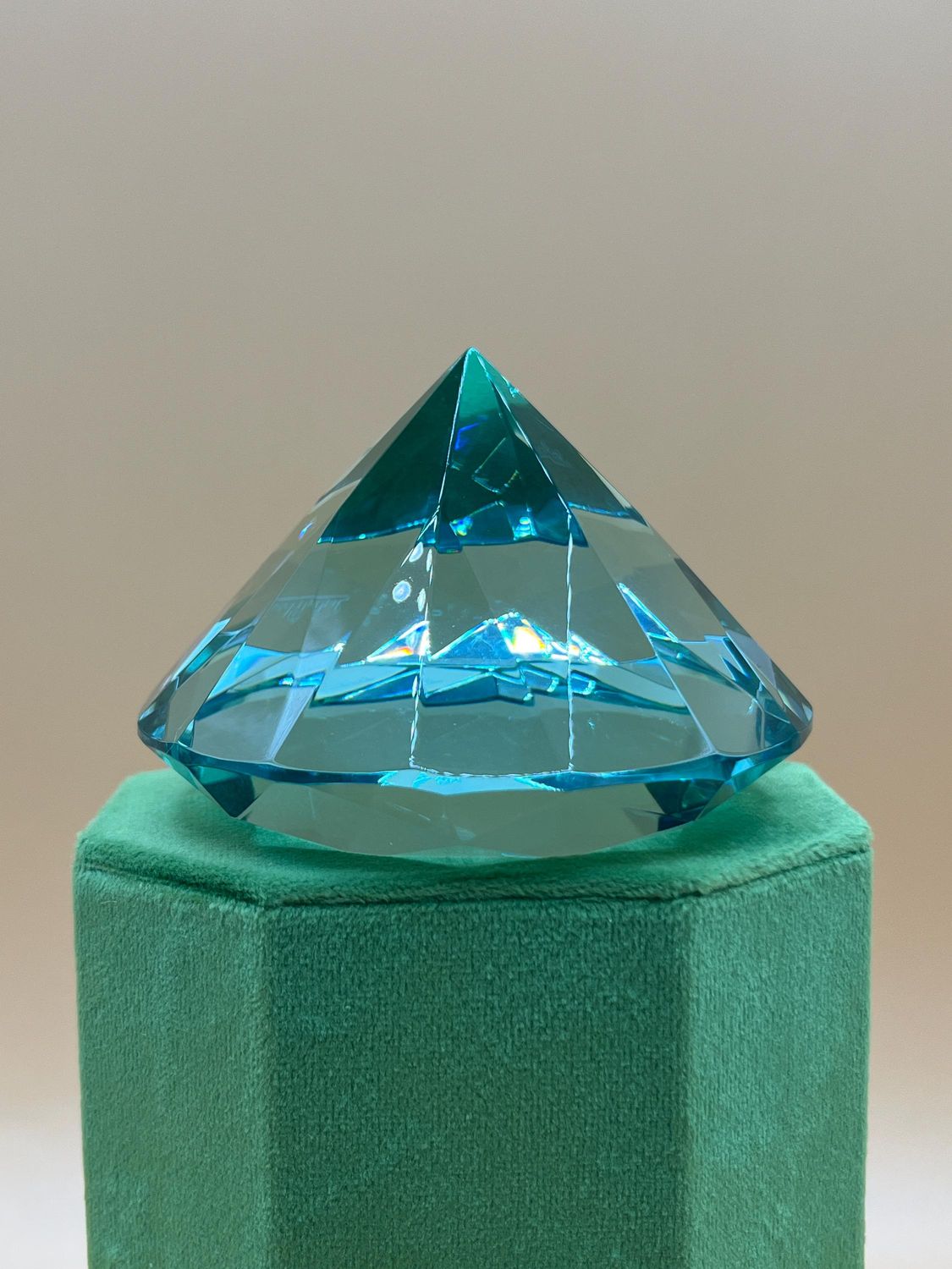 Rosenthal Medium Green Crystal Chaton Paperweight