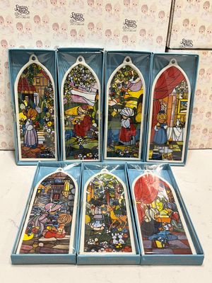 Precious Moments Stain Glass Window Chapel Exclusive Beatitudes Ornaments Set of 7