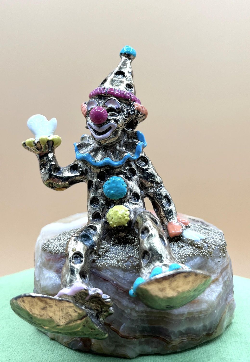 Ron Lee Clown Sitting Waving Figure