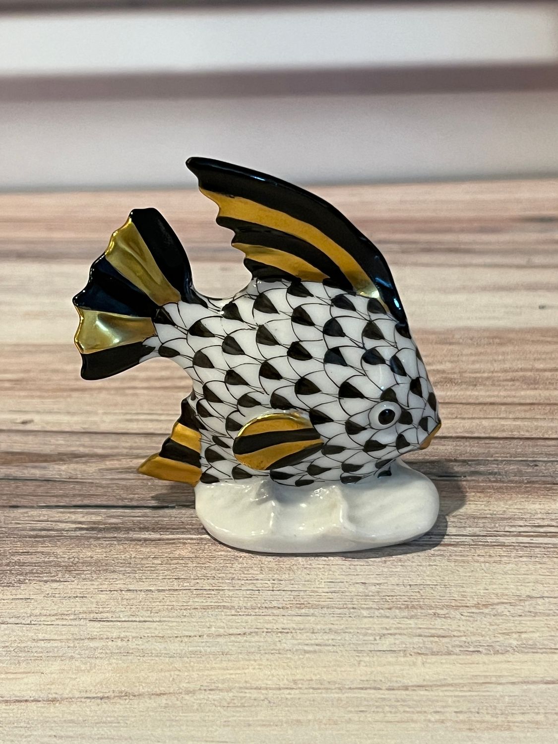 Herend Fish Black and White with Gold *Rare and Retired*