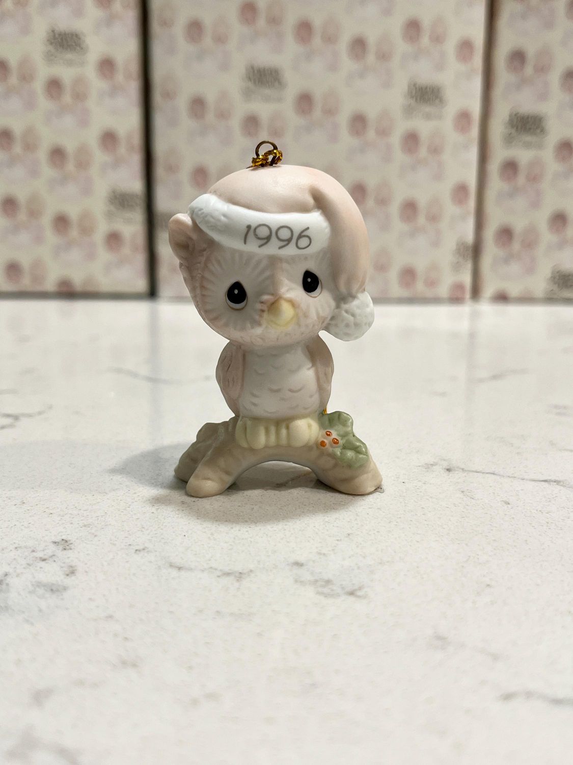 Precious Moments 1996 Annual Owl Be Home for Christmas Ornament #128708