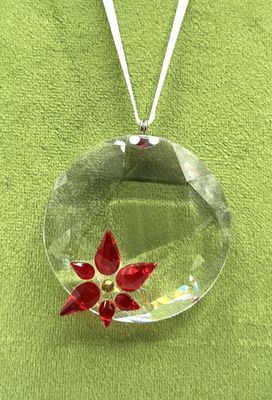 Swarovski Poinsettia Round Window Ornament #905214