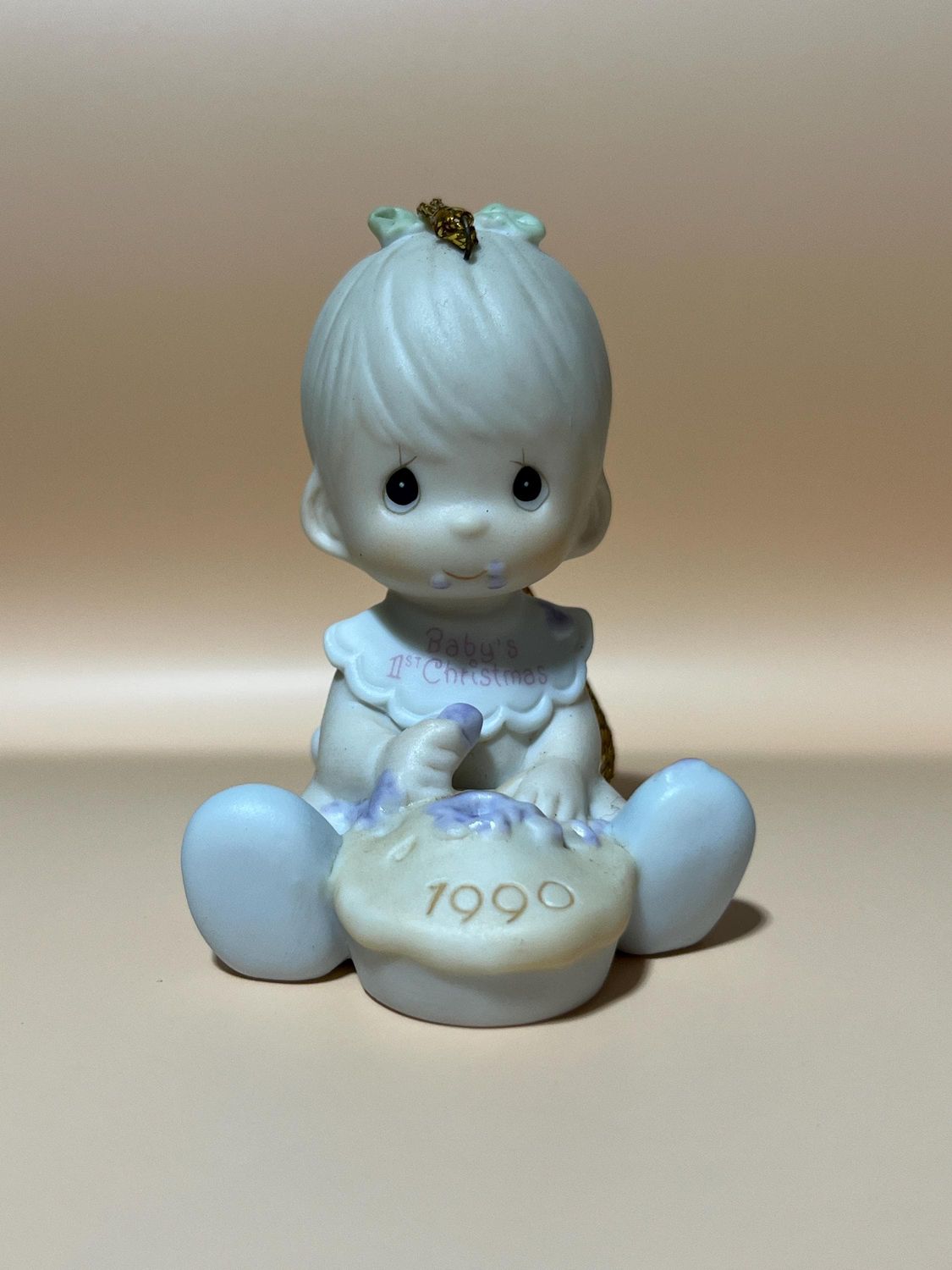Precious Moments Baby&#39;s First Christmas 1990 Ornament #523798