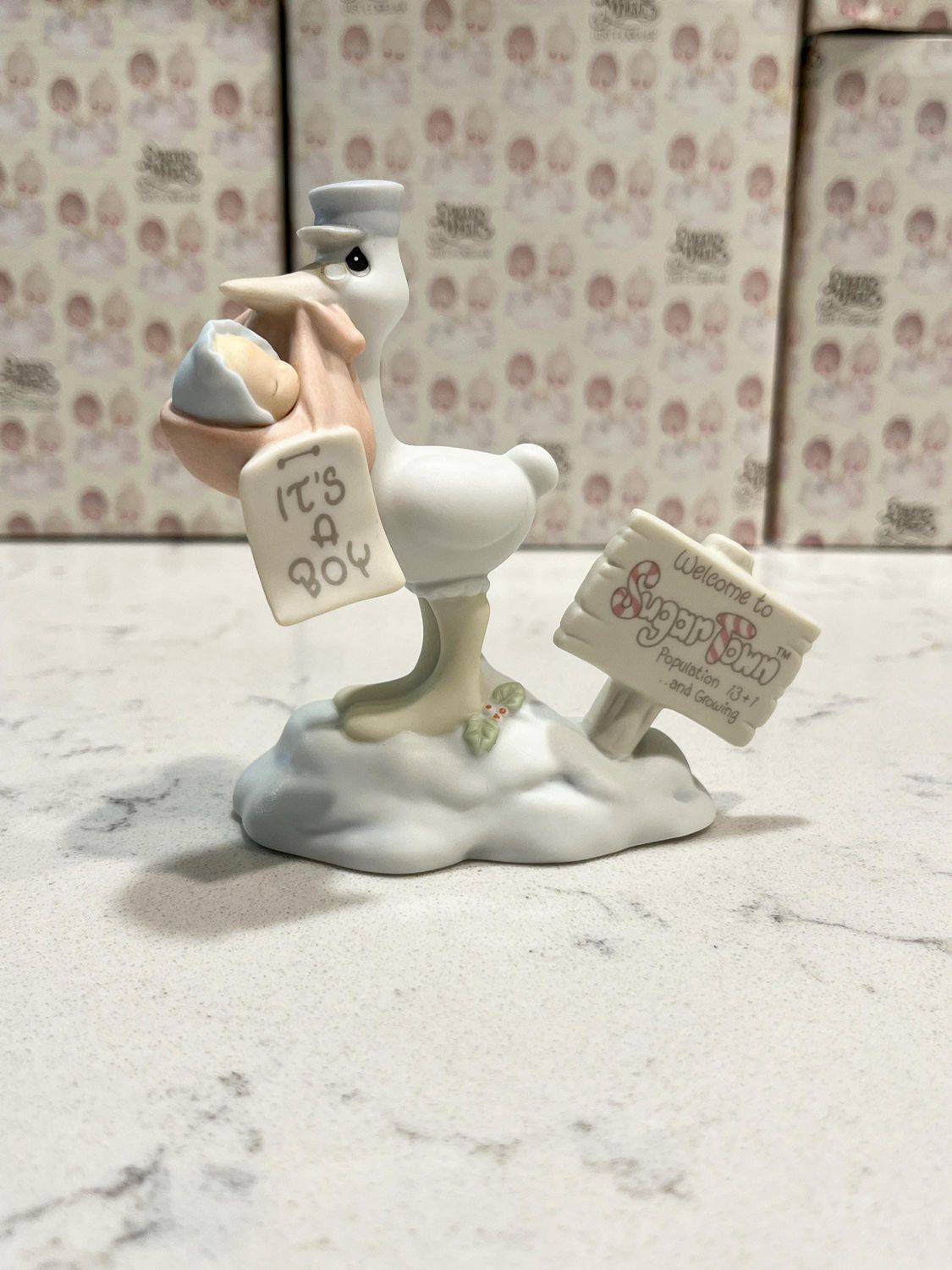 Precious Moments Sugar Town Stork with Baby Figure #529788