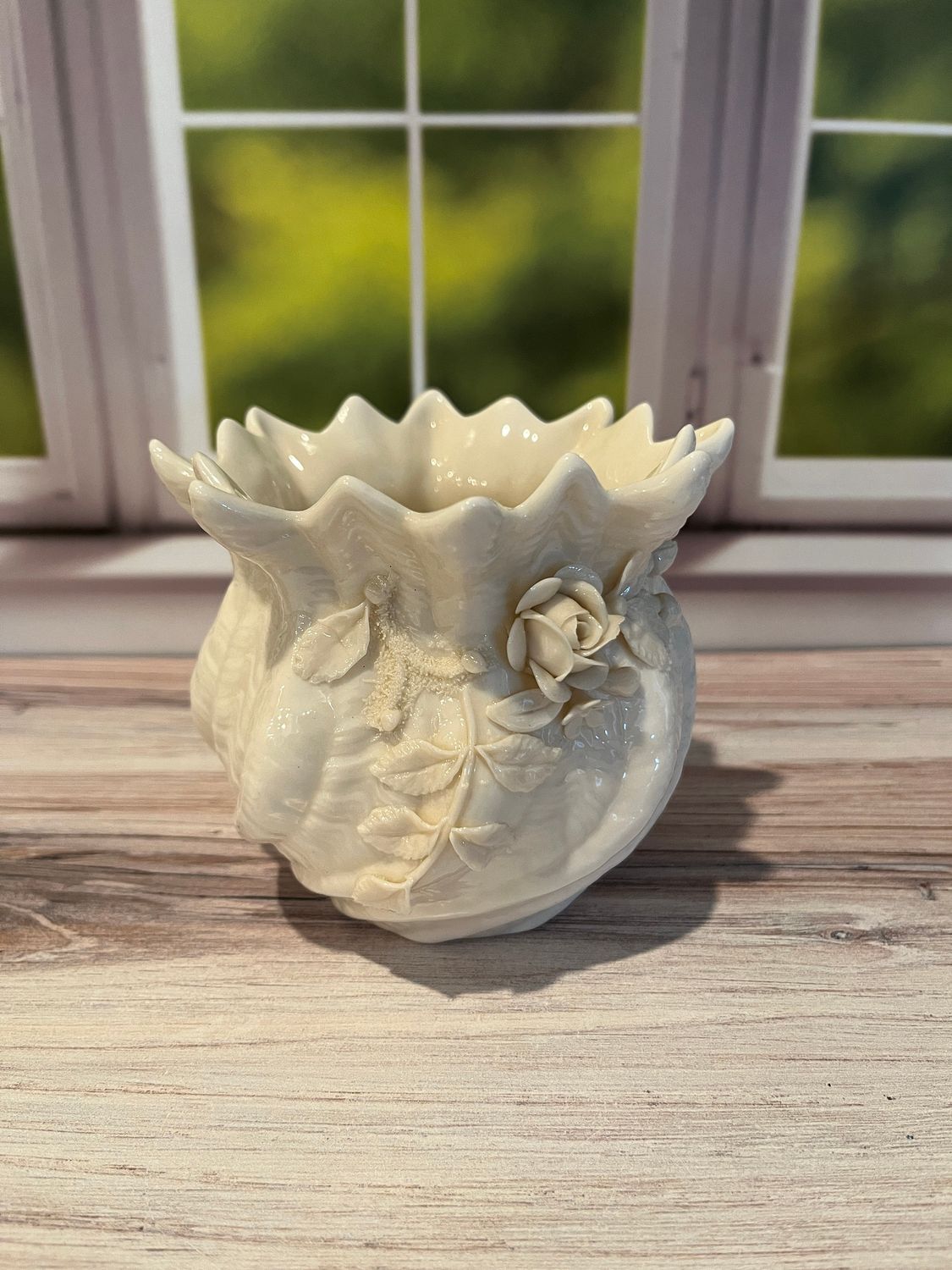 Belleek Irish Applied Flowered Vase