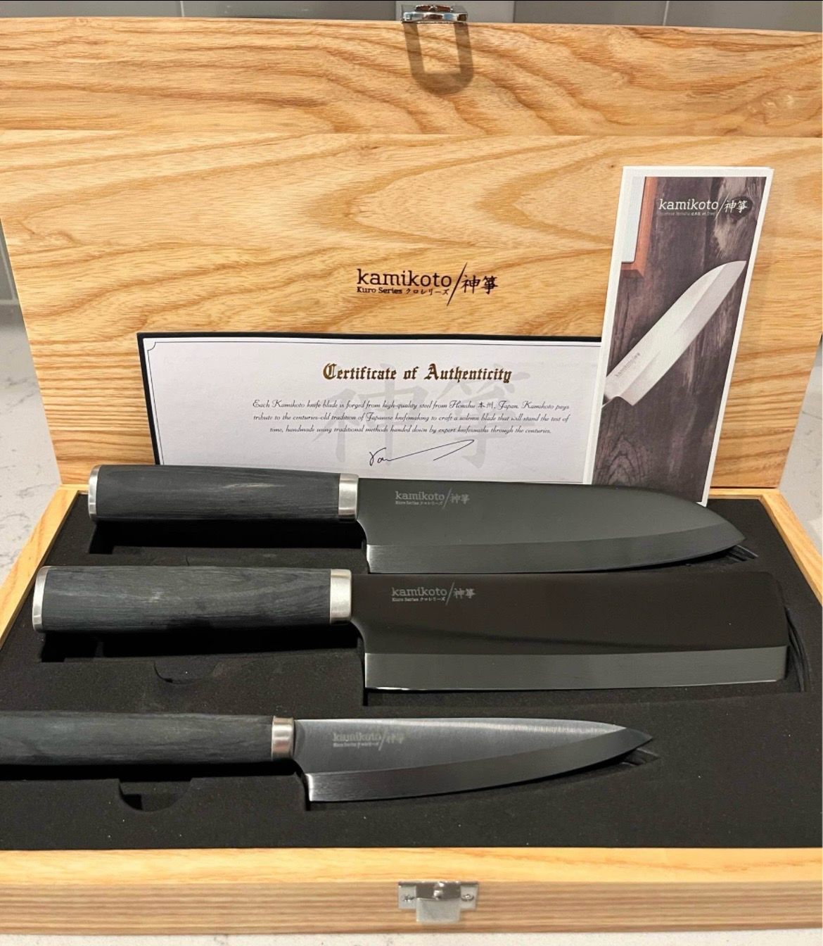 Kamikoto Kuro 3pc Black Finish Knife Set