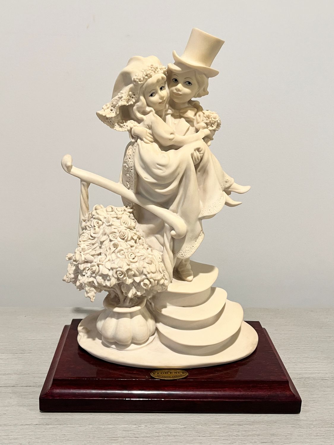 Guiseppe Armani Little Bride and Groom on Stairs