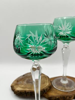 Akja Marsala Emerald Starburst Goblets 7.75"