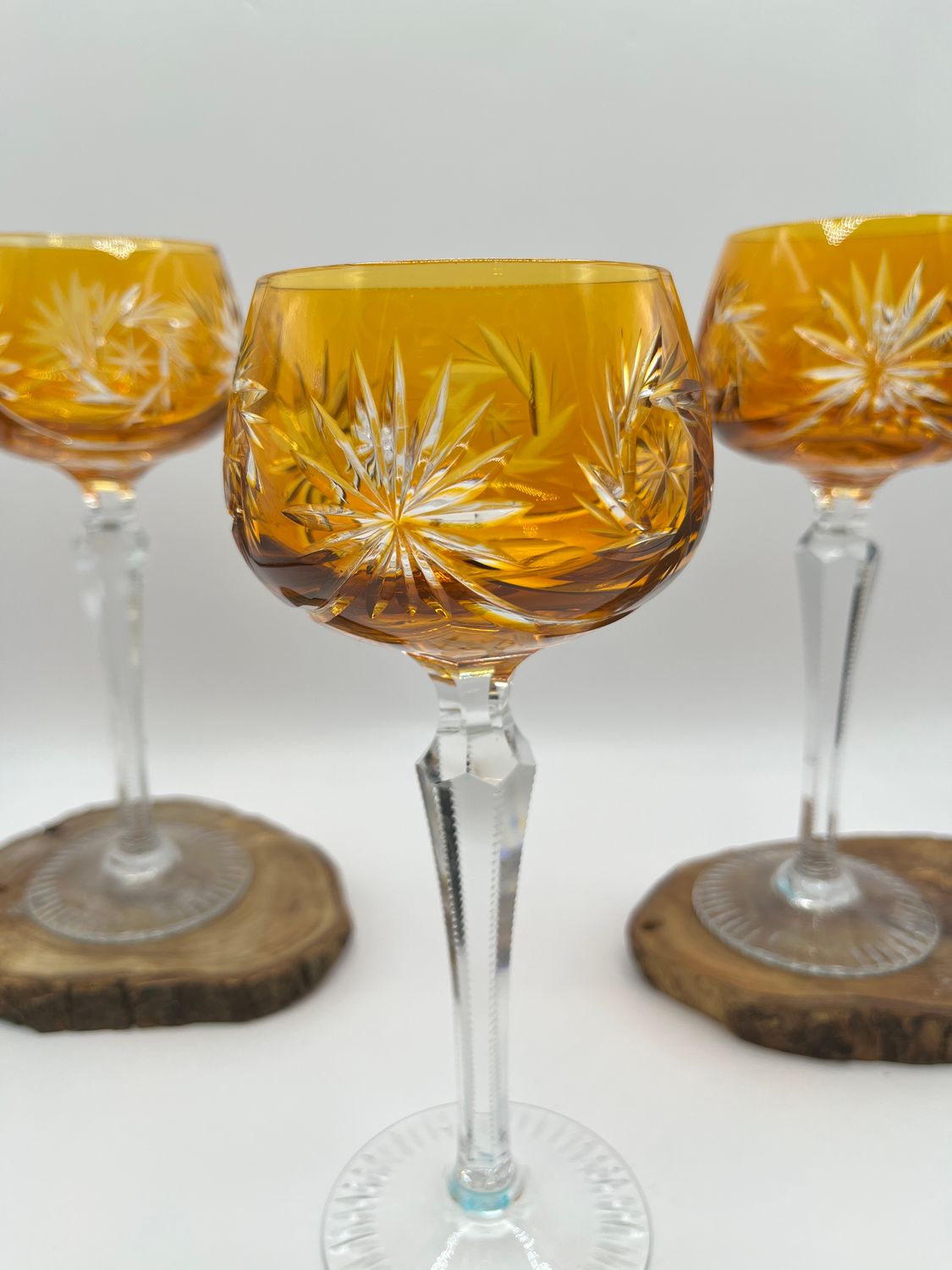 Ajka Marsala Amber Starburst Goblets 7.75"