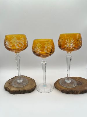 Ajka Marsala Amber Starburst Goblets 7.75"