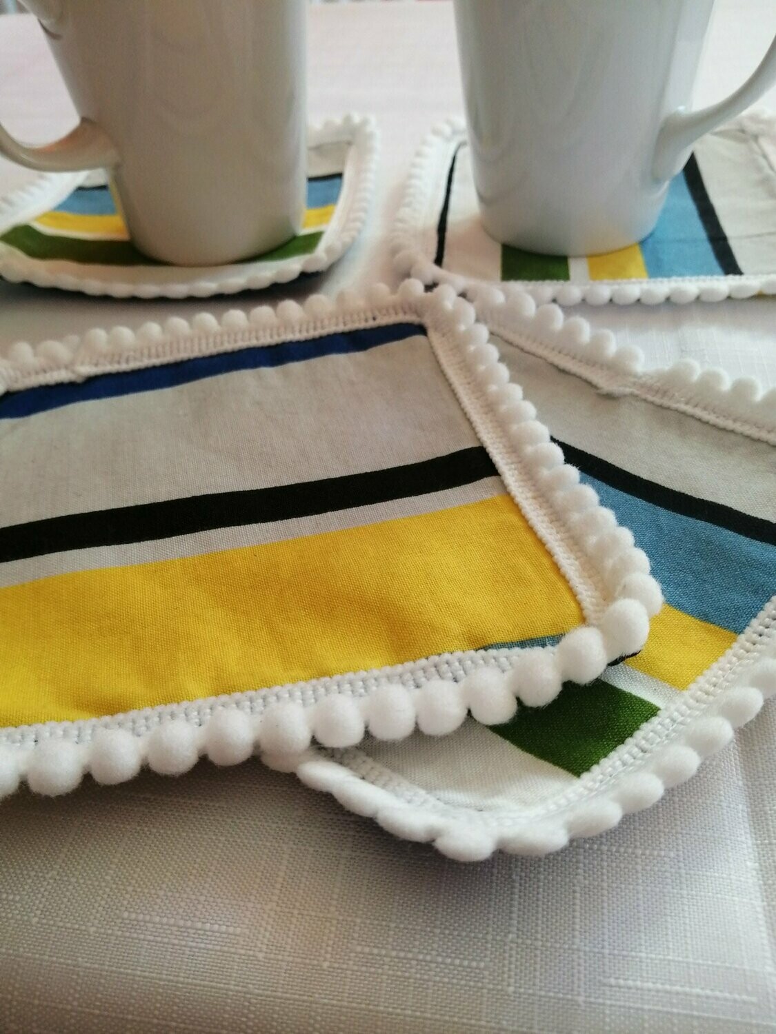 Coasters - Summer Stripes Set of 4 with stand