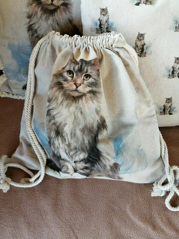 Drawstring back pack - Cat print