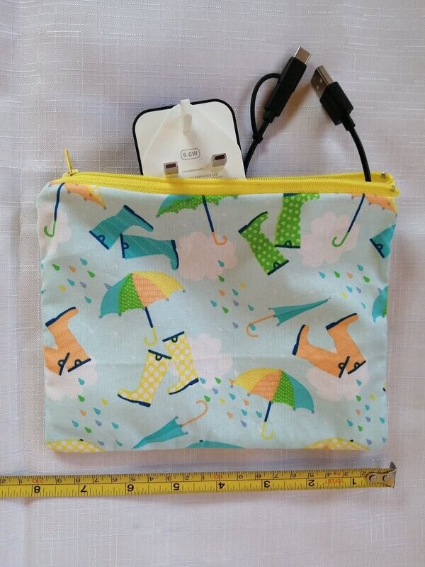 Zipped pouch / make-up bag - Brollies and Wellies