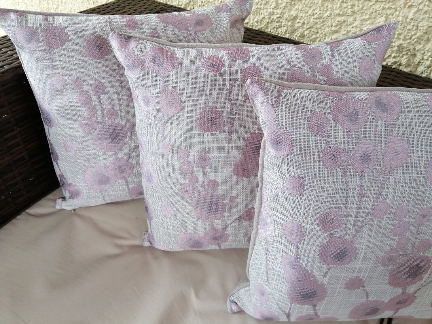 Cushion Cover - Dusky Pink Jacquard Flower Weave