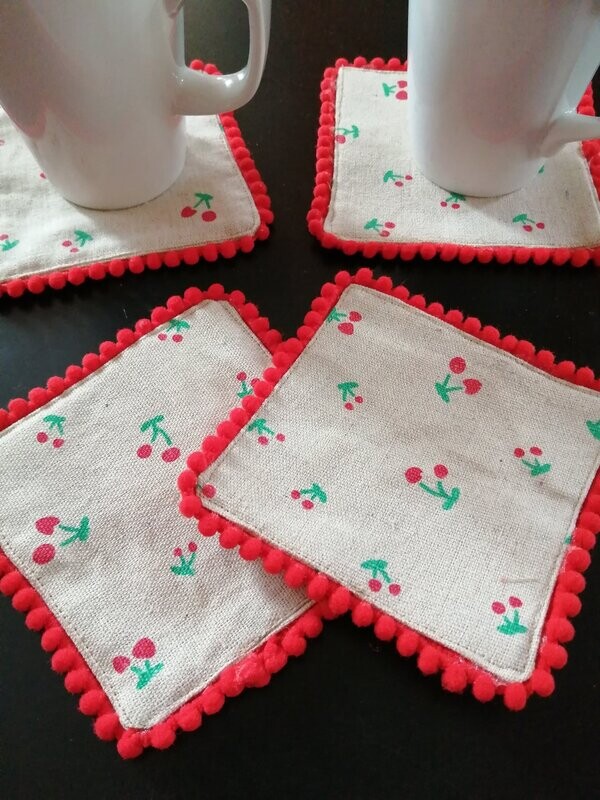 Coasters - Red Cherries Set of 4
