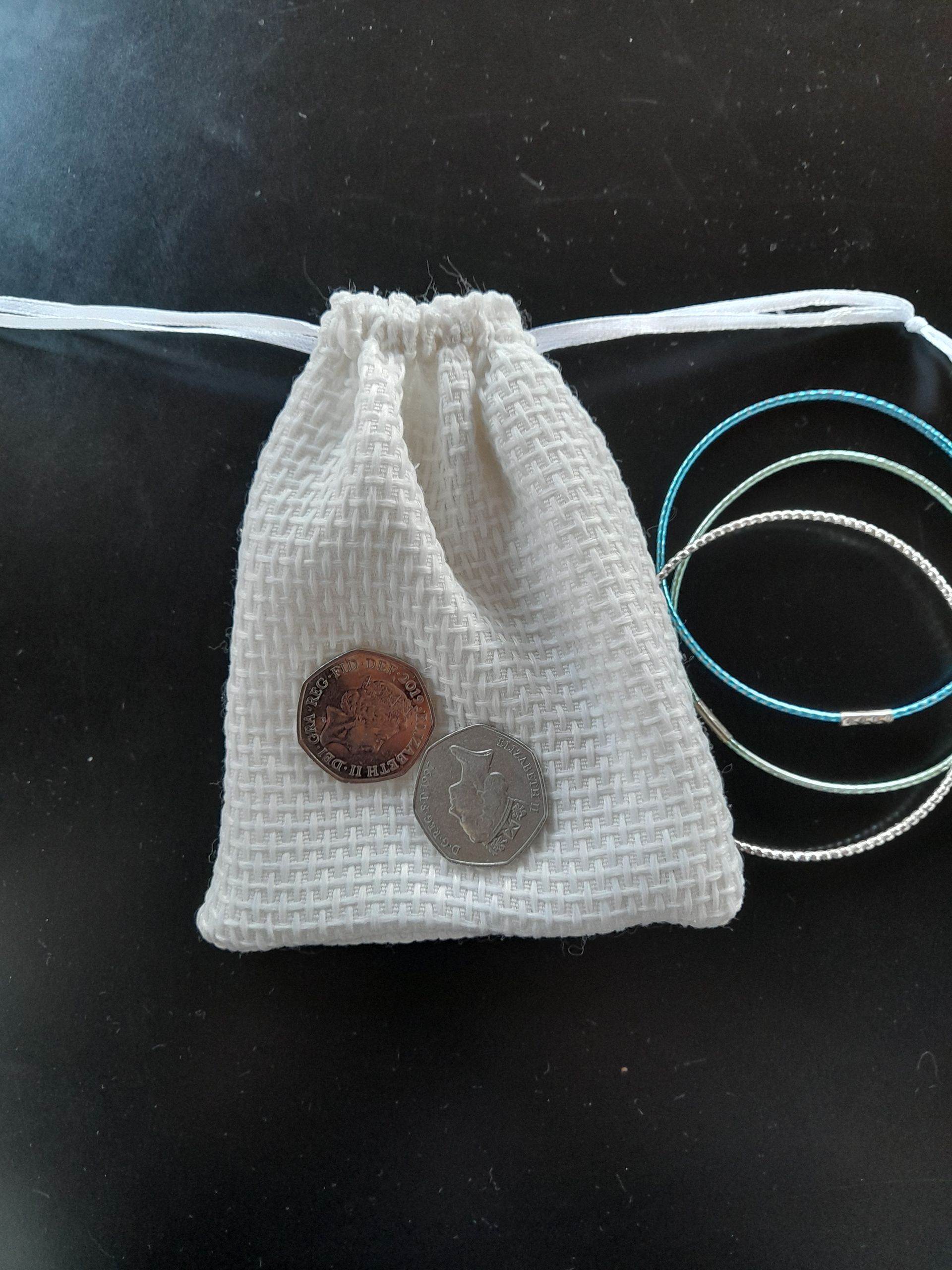 Small Drawstring Pouch/Gift Bag 4 x 5 inches - White