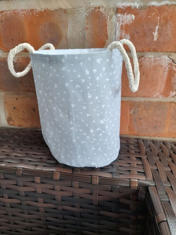 Small Basket - Grey with dainty white motifs