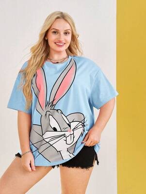 Camiseta de DIbujo animado Bugs Bunny Oficial de LOONEY TUNES© color Celeste