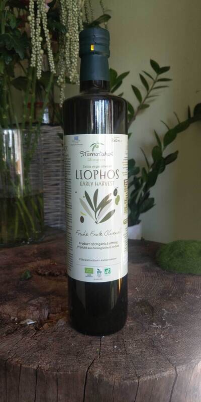 Stamatakos Liophos frühe Ernte Bio-Olivenöl nativ extra 750ml , 2024 Stamatakos Liophos frühe Ernte Bio-Olivenöl nativ extra 750ml , 2024