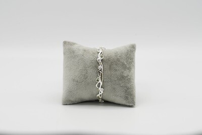 Hinged Silver Bracelet - Amethyst & Pearl