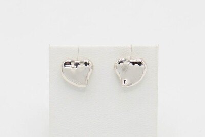 SILVER CURVED HEART STUDS
