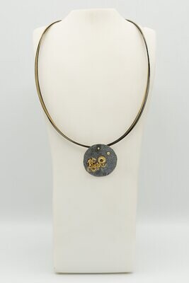 Contemporary pendant/necklace. Diamonds Gold & Silver