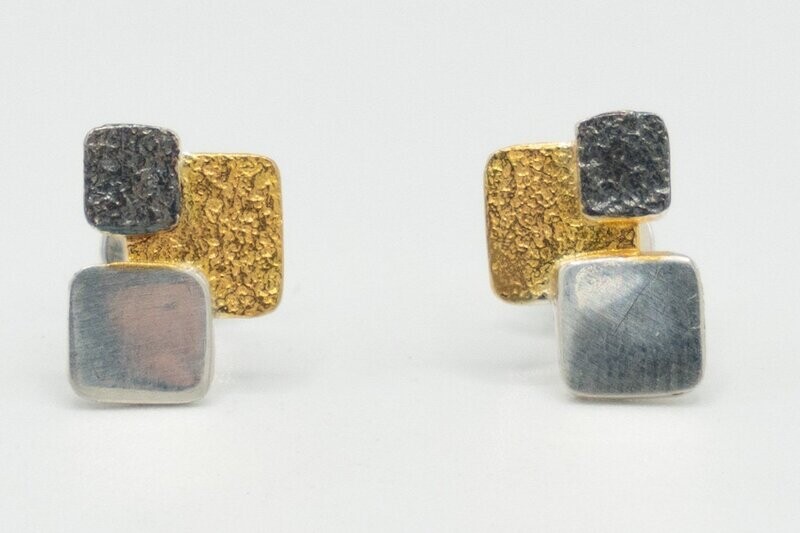 Stylish Gold ,Silver Oxidized Studs.