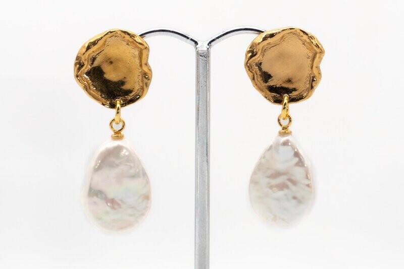 Gold & Pearl Stylish Drop Earrings- Deborah Blythe