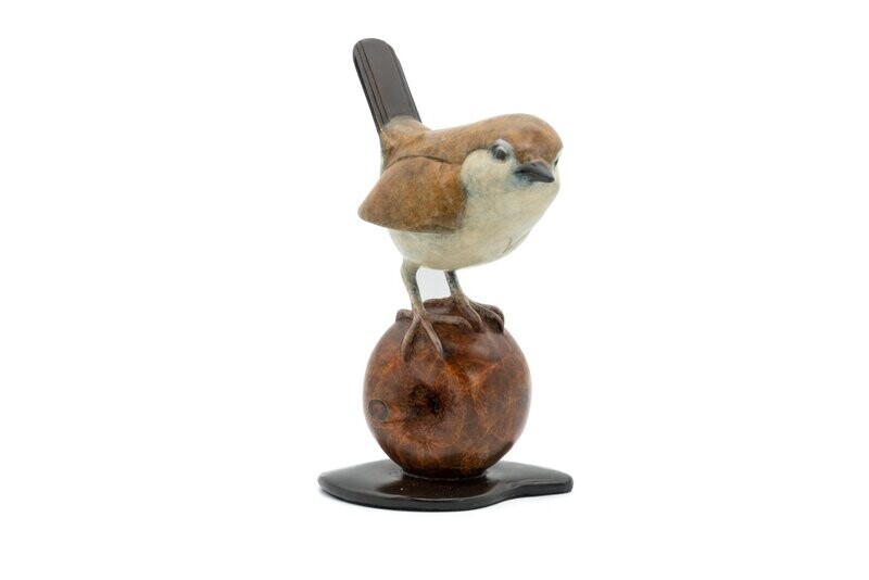 Wren on an Apple- David Meredith- Bronze Sculpture