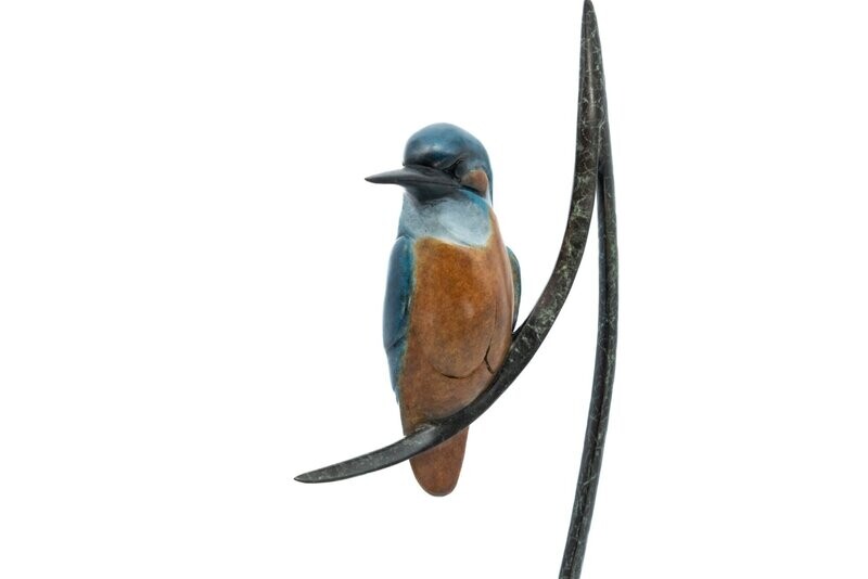 Kingfisher on a Reed- David Meredith Bronze 