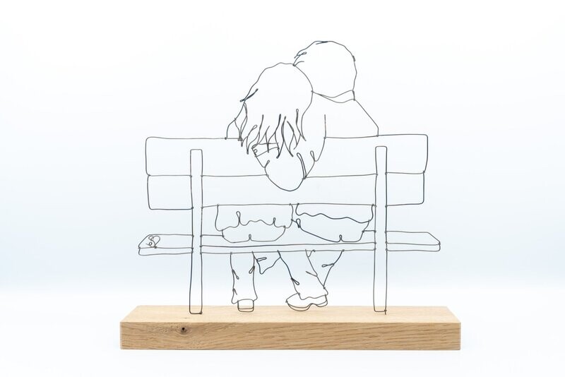 Cuddle Up- Emma Bird- Wire Art Sculpture