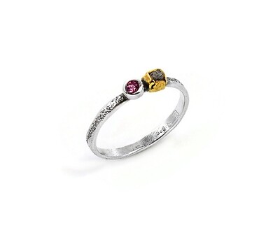 Diamond & Rose Tourmaline Ring