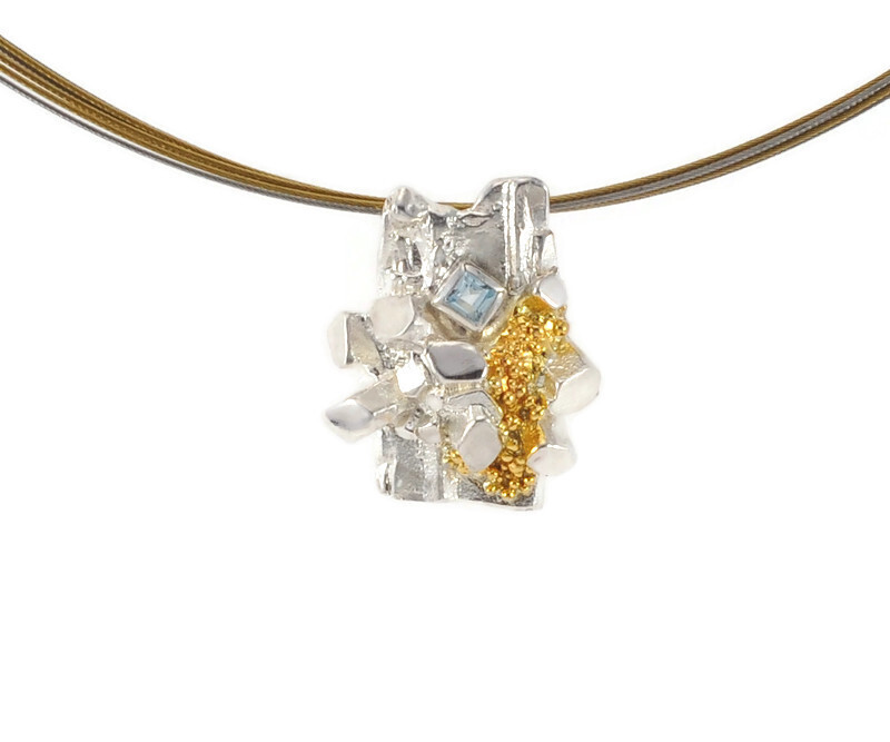 Organic Style Silver & Topaz Pendant- Eva Stone