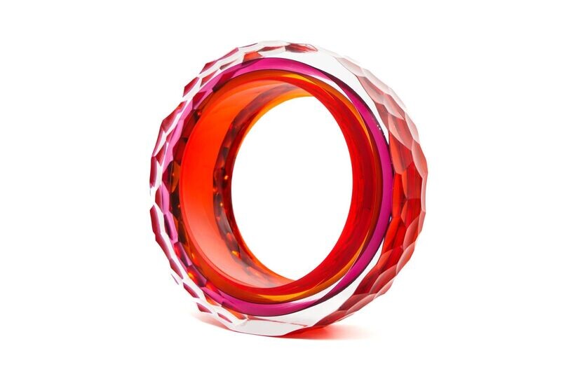 Large Tri Colour Slice- Graeme Hawes- Glass Sculpture