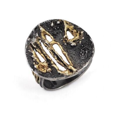Contemporary textured silver ring