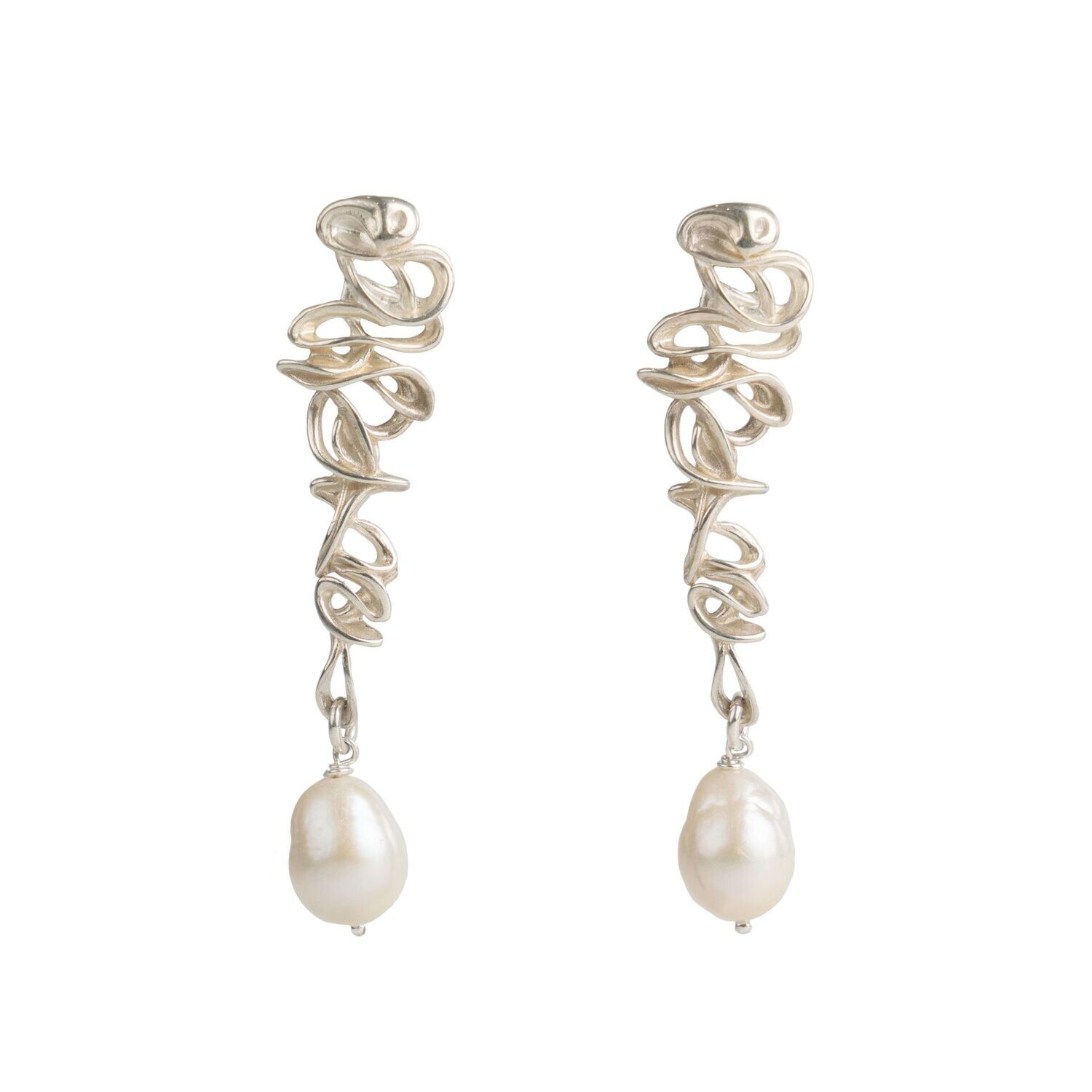 Amara Silver & Pearl earrings