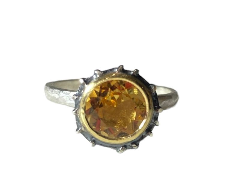 Citrine Silver & Gold Ring- Adele Taylor