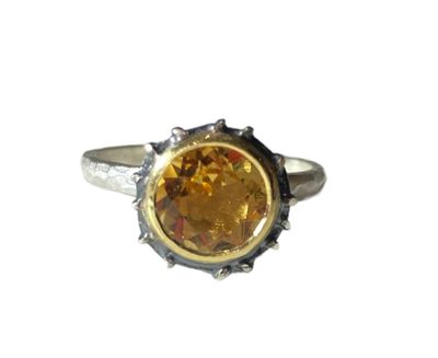 Citrine Silver & Gold Ring- Adele Taylor